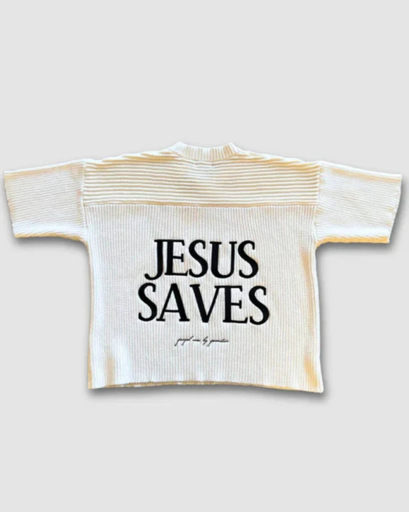 "JESUS SAVES" - Knit Jersey